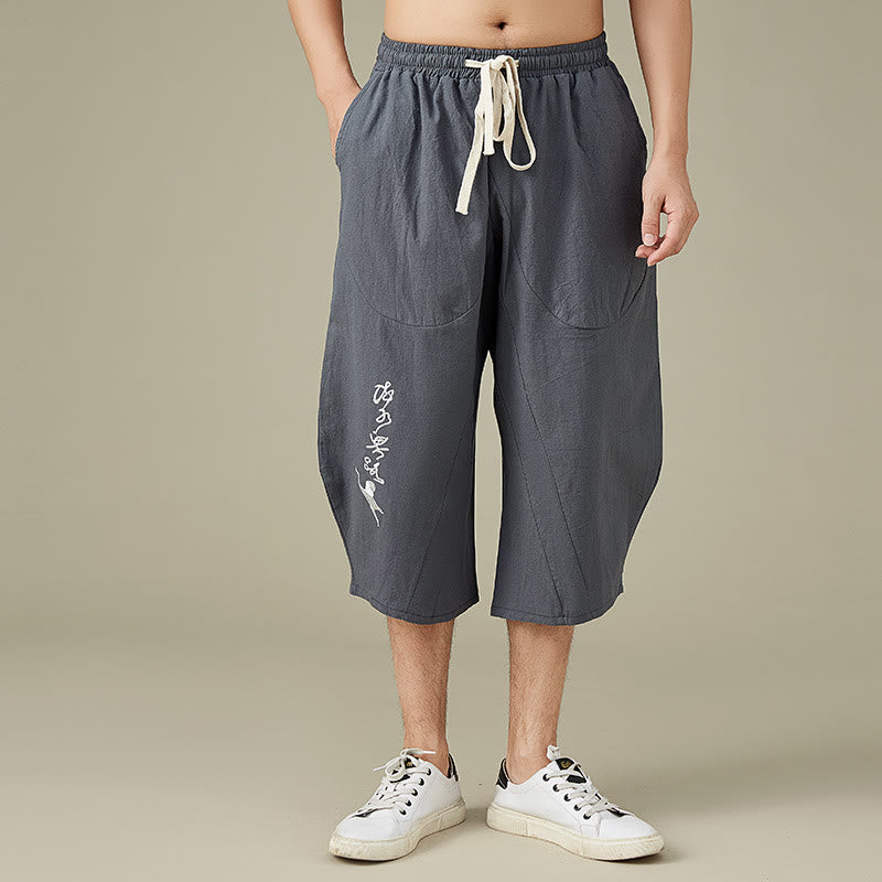 Buddha Stones Casual Solid Color Men's Straight Leg Shorts With Pockets Leisure Cotton Men's Pants - Gray - US/UK/AU54，EU64 (9XL) - image 3