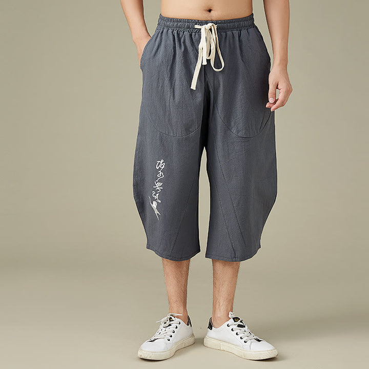 Buddha Stones Casual Solid Color Leisure Cotton Men's Tapered Pants With Pockets - Gray - US/UK/AU54，EU64 (9XL) - image 3
