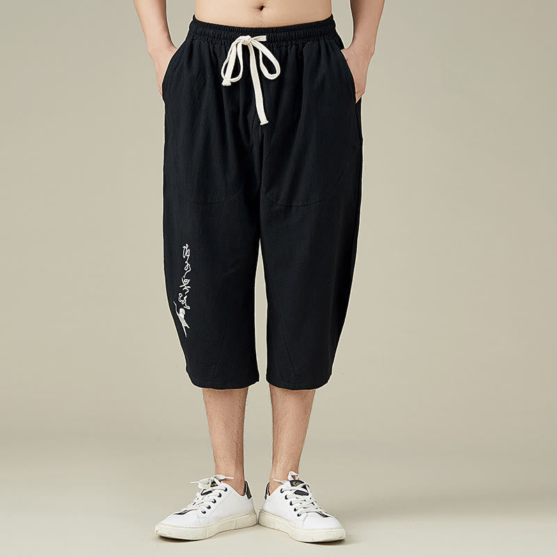 Buddha Stones Casual Solid Color Men's Straight Leg Shorts With Pockets Leisure Cotton Men's Pants - Black - US/UK/AU54，EU64 (9XL) - image 5
