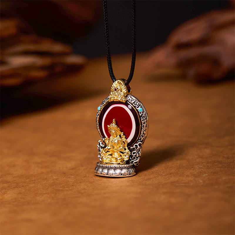 Buddha Stones Tibetan Avalokitesvara Dzi Bead Pattern Copper Purity Healing Necklace Pendant - image 1