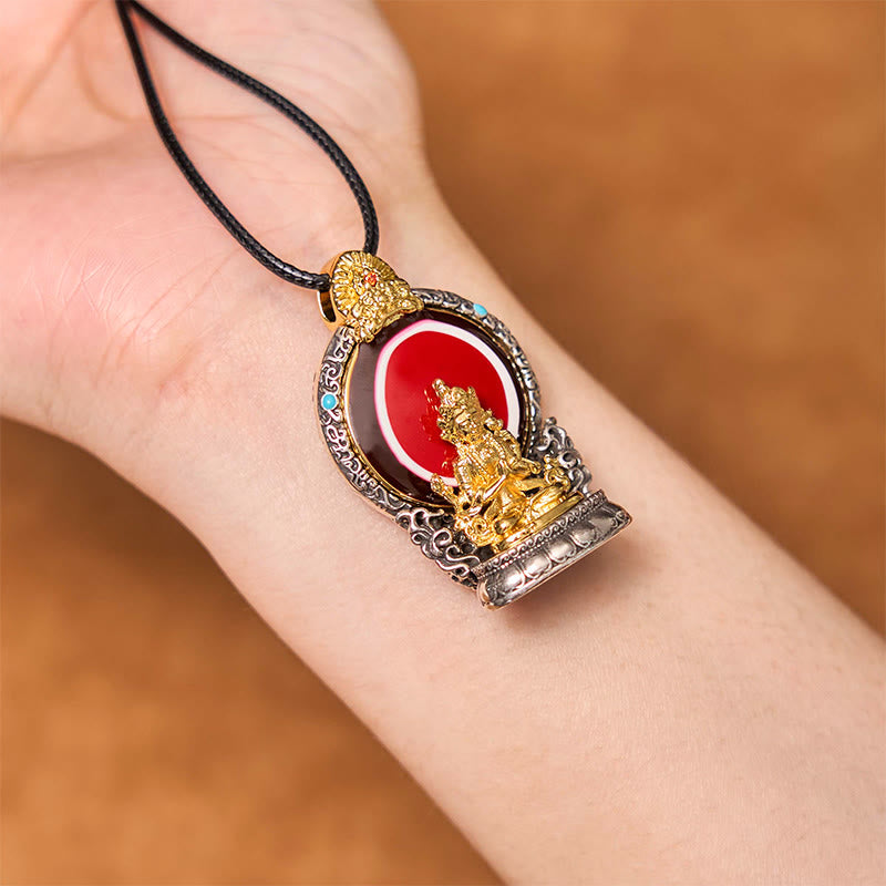 Buddha Stones Tibetan Avalokitesvara Dzi Bead Pattern Copper Purity Healing Necklace Pendant - image 3