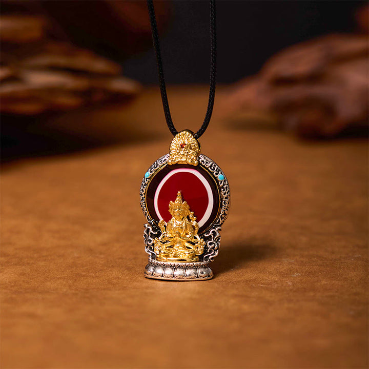 Buddha Stones Tibetan Avalokitesvara Dzi Bead Pattern Copper Purity Healing Necklace Pendant - Avalokiteshvara - image 0