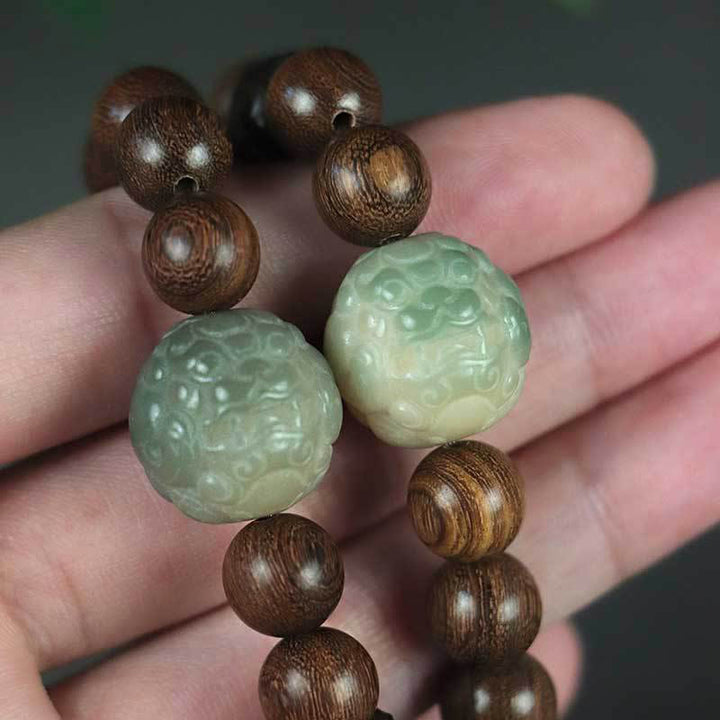 Buddha Stones Sandalwood Bodhi Seed PiXiu Ebony Wood Bead Healing Bracelet - image 9