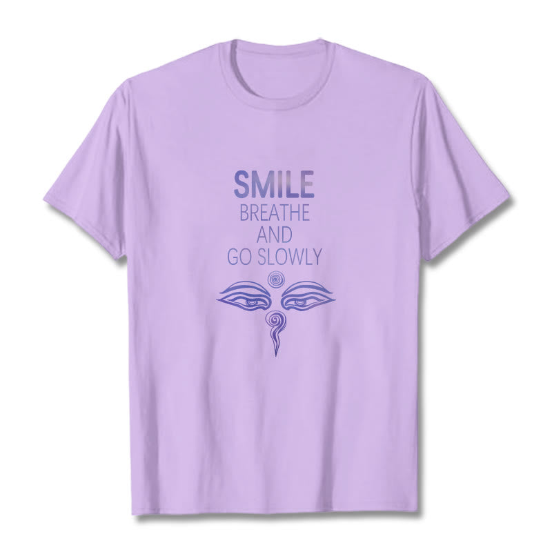 Buddha Stones SMILE BREATHE AND GO SLOWLY Eye Tee T-shirt - Plum - 2XL - image 4