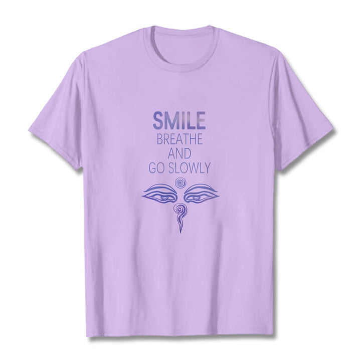Buddha Stones SMILE BREATHE AND GO SLOWLY Eye Tee T-shirt - Plum - 2XL - image 4