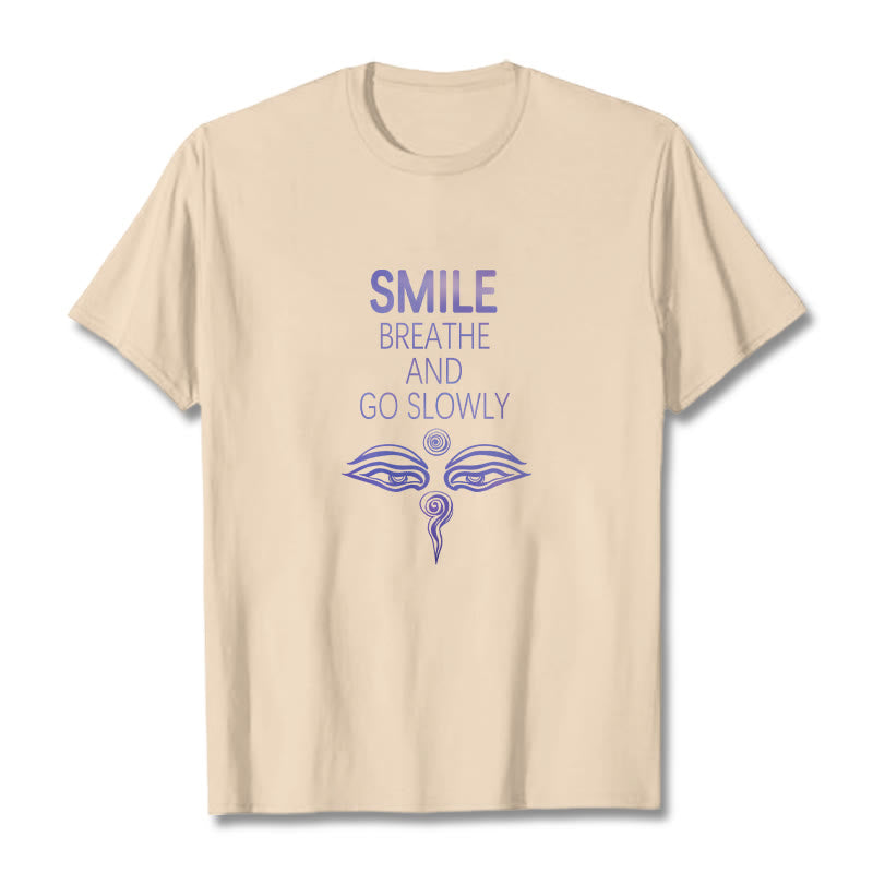 Buddha Stones SMILE BREATHE AND GO SLOWLY Eye Tee T-shirt - Bisque - 2XL - image 6