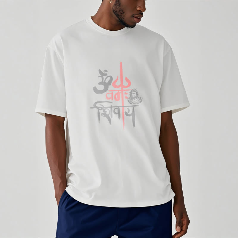 Buddha Stones OM NAMAH SHIVAYA Red Trident Cotton Tee T-shirt - image 7