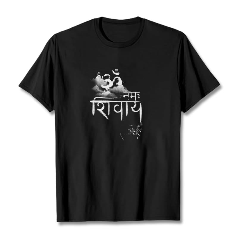 Buddha Stones OM NAMAH SHIVAYA Mountain Cotton Tee T-shirt - Black - 2XL - image 0
