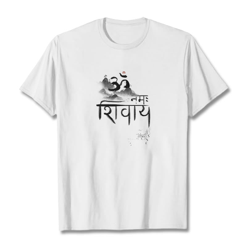 Buddha Stones OM NAMAH SHIVAYA Mountain Cotton Tee T-shirt - White - 2XL - image 5