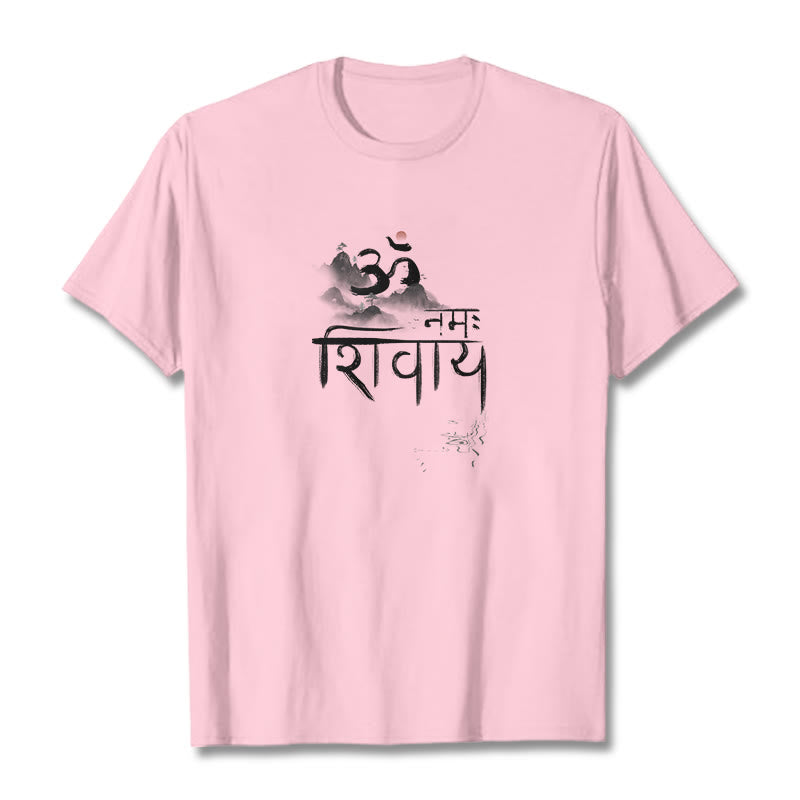 Buddha Stones OM NAMAH SHIVAYA Mountain Cotton Tee T-shirt - LightPink - 2XL - image 14