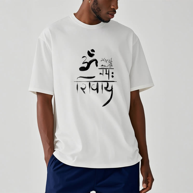 Buddha Stones OM NAMAH SHIVAYA Crane Bamboo Cotton Tee T-shirt - image 2