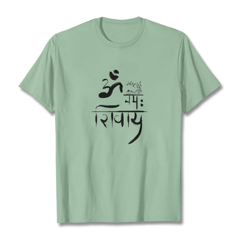 Buddha Stones OM NAMAH SHIVAYA Crane Bamboo Cotton Tee T-shirt - PaleGreen - 2XL - image 12