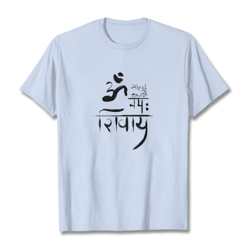 Buddha Stones OM NAMAH SHIVAYA Crane Bamboo Cotton Tee T-shirt - LightCyan - 2XL - image 14