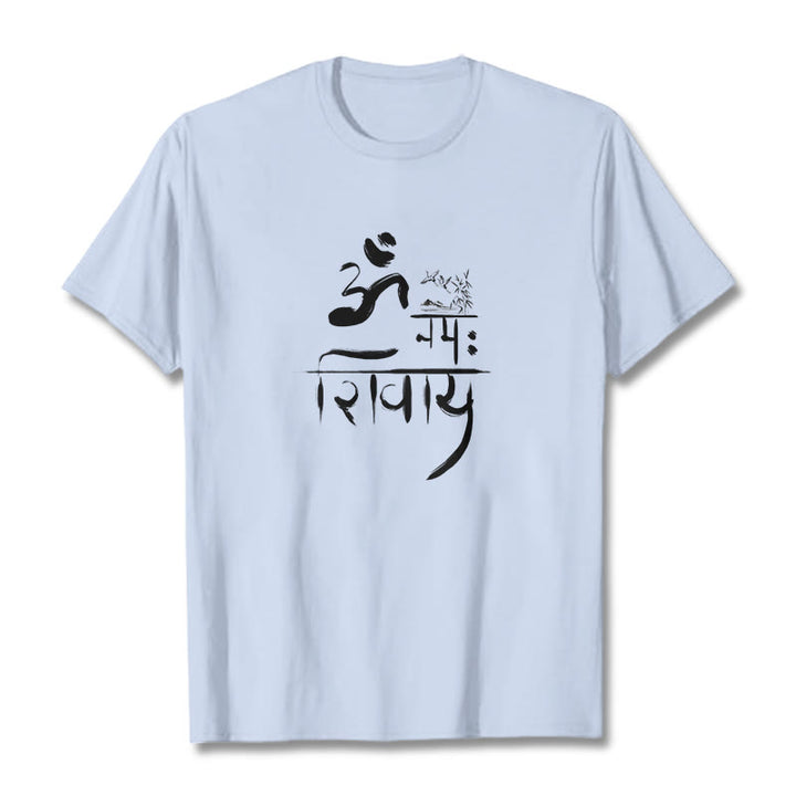 Buddha Stones OM NAMAH SHIVAYA Crane Bamboo Cotton Tee T-shirt - LightCyan - 2XL - image 14
