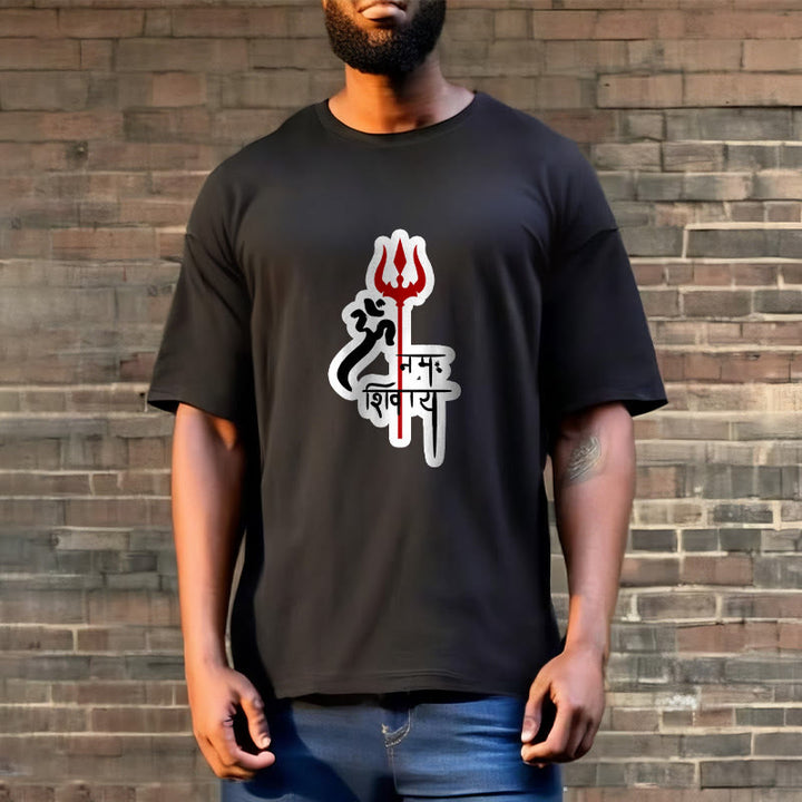 Buddha Stones OM NAMAH SHIVAYA Red Trident Profile Cotton Tee T-shirt - image 13