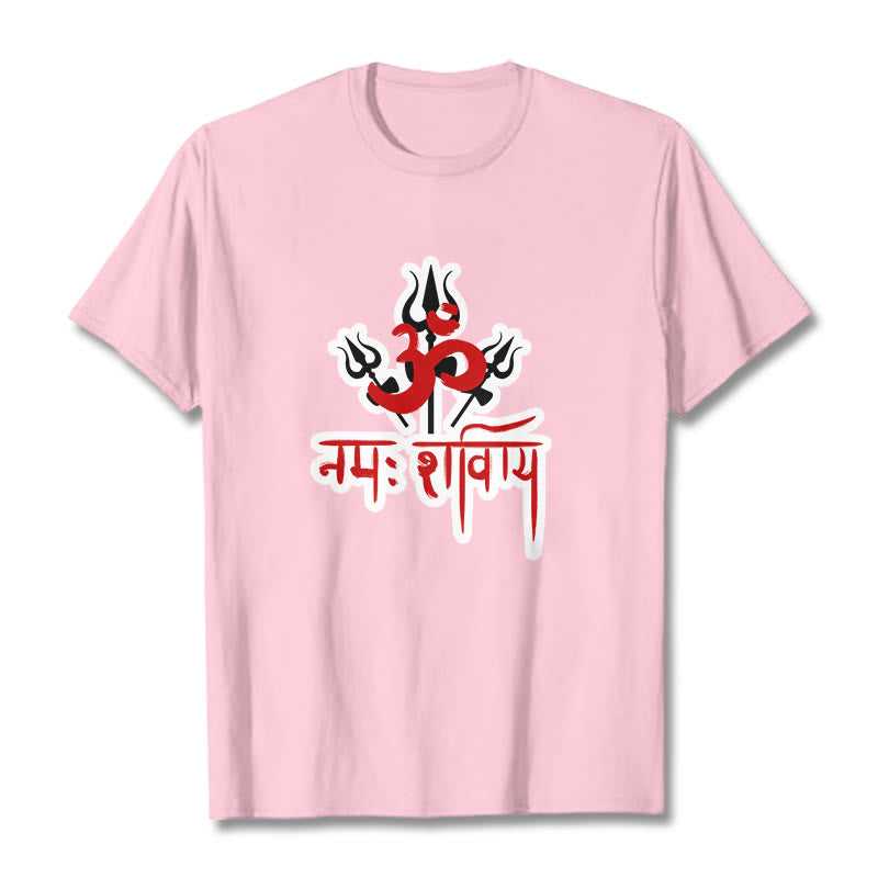 Buddha Stones OM NAMAH SHIVAYA Three Tridents Cotton Tee T-shirt - LightPink - 2XL - image 9