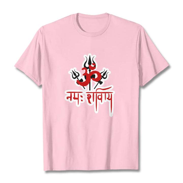 Buddha Stones OM NAMAH SHIVAYA Three Tridents Cotton Tee T-shirt - LightPink - 2XL - image 9