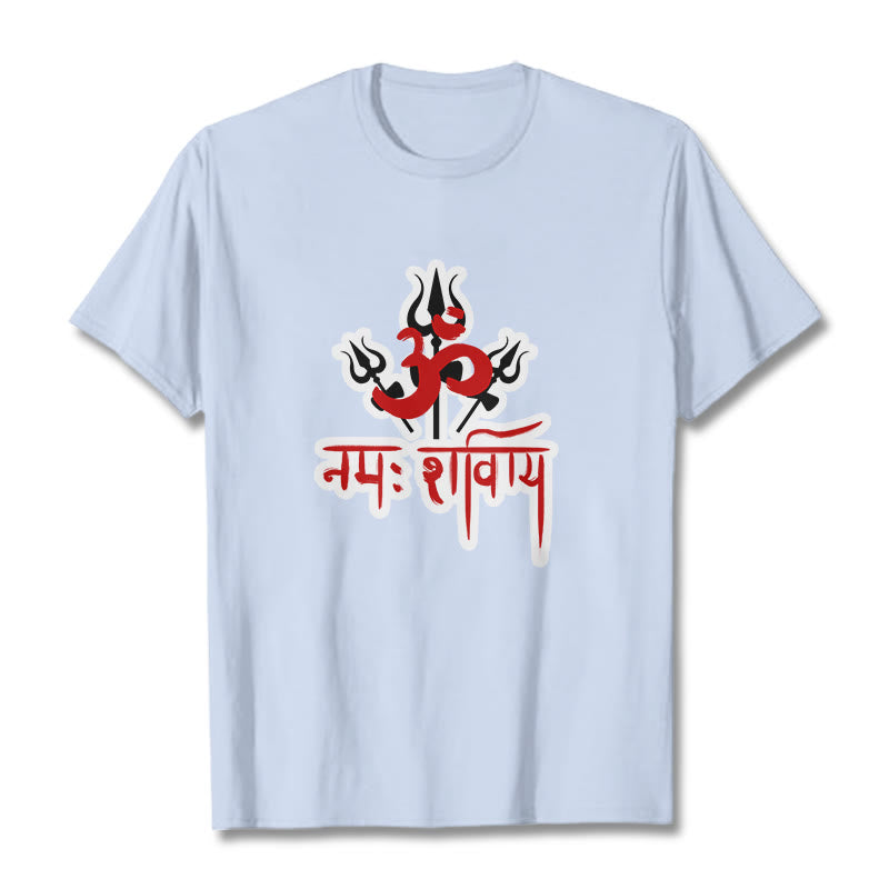 Buddha Stones OM NAMAH SHIVAYA Three Tridents Cotton Tee T-shirt - LightCyan - 2XL - image 8