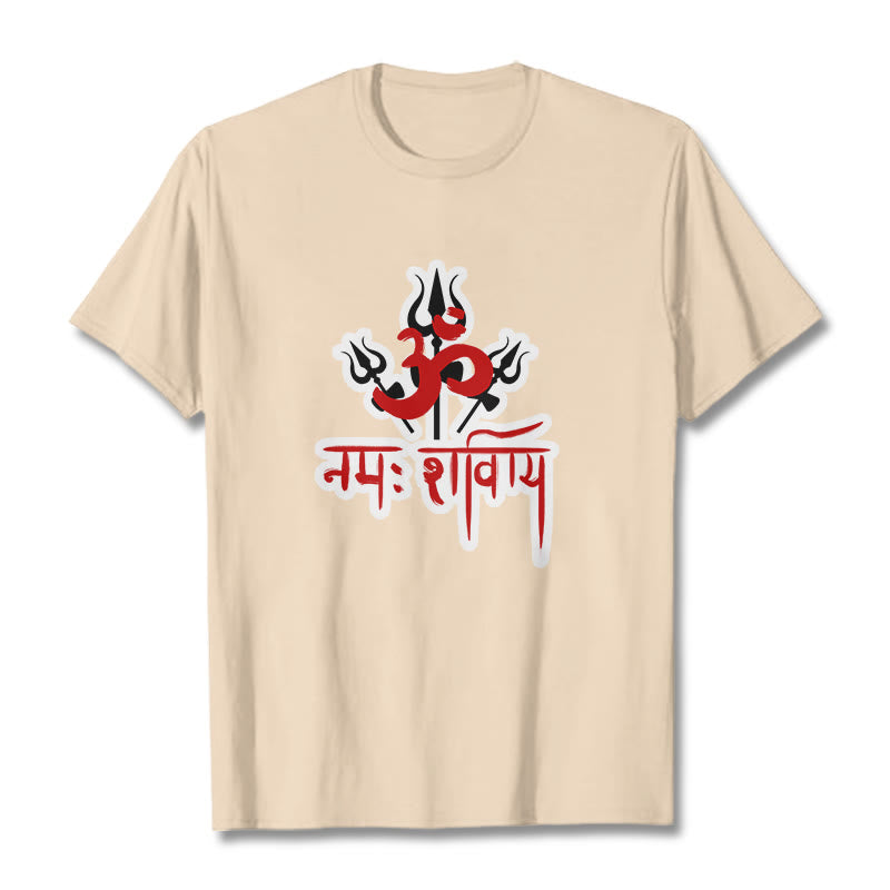 Buddha Stones OM NAMAH SHIVAYA Three Tridents Cotton Tee T-shirt - Bisque - 2XL - image 11