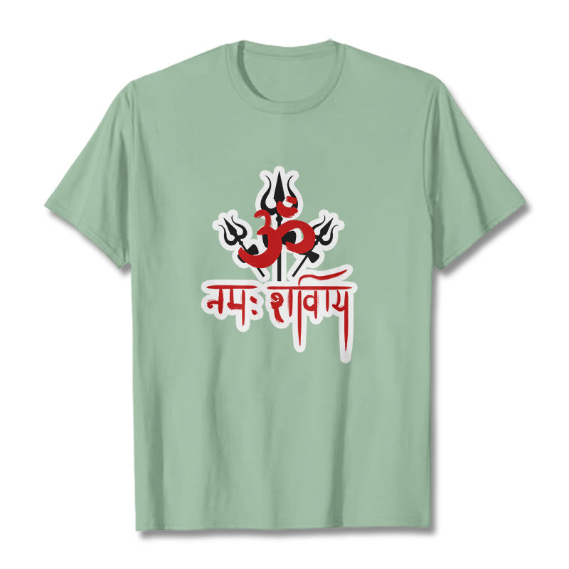 Buddha Stones OM NAMAH SHIVAYA Three Tridents Cotton Tee T-shirt - PaleGreen - 2XL - image 15
