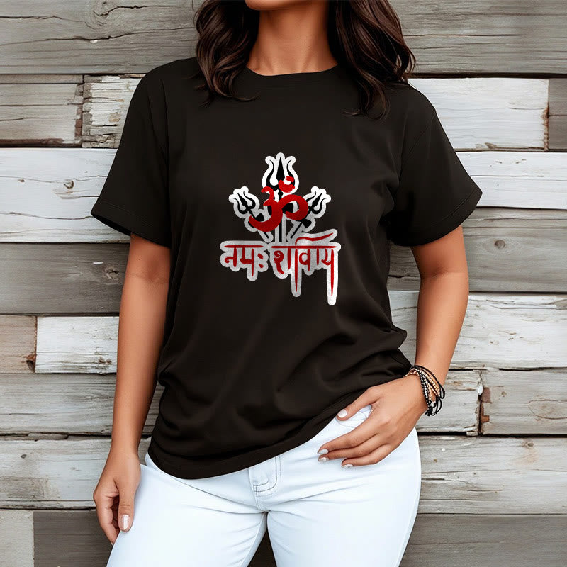 Buddha Stones OM NAMAH SHIVAYA Three Tridents Cotton Tee T-shirt - image 2
