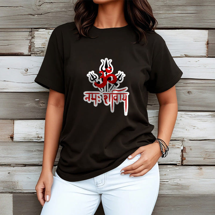 Buddha Stones OM NAMAH SHIVAYA Three Tridents Cotton Tee T-shirt - image 2