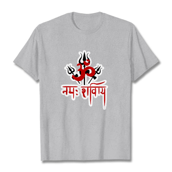 Buddha Stones OM NAMAH SHIVAYA Three Tridents Cotton Tee T-shirt - LightGrey - 2XL - image 19