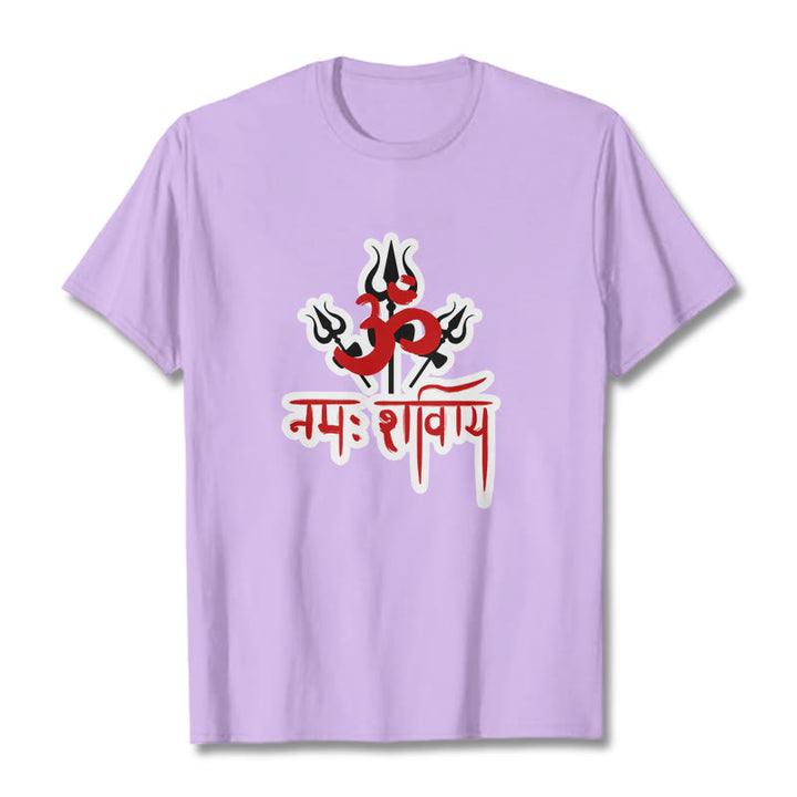 Buddha Stones OM NAMAH SHIVAYA Three Tridents Cotton Tee T-shirt - Plum - 2XL - image 17
