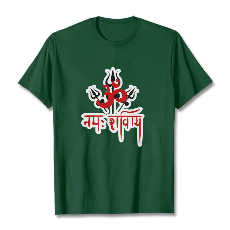 Buddha Stones OM NAMAH SHIVAYA Three Tridents Cotton Tee T-shirt - ForestGreen - 2XL - image 13
