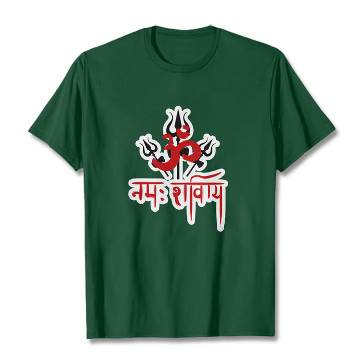 Buddha Stones OM NAMAH SHIVAYA Three Tridents Cotton Tee T-shirt - ForestGreen - 2XL - image 13