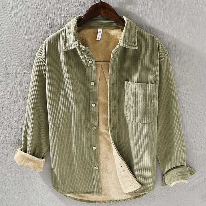 Buddha Stones Men's Long Sleeve Fleece Lined With Pocket Corduroy Comfortable Shirt - YellowGreen - US/UK/AU40，EU50 (3XL) - image 13