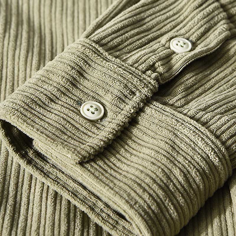 Buddha Stones Men's Long Sleeve Fleece Lined With Pocket Corduroy Comfortable Shirt - image 15