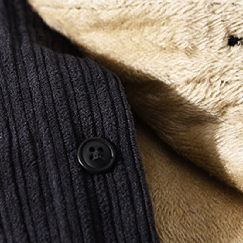 Buddha Stones Men's Long Sleeve Fleece Lined With Pocket Corduroy Comfortable Shirt - image 17