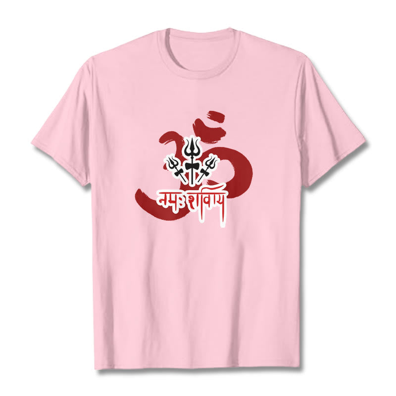 Buddha Stones OM NAMAH SHIVAYA Three Small Tridents Cotton Tee T-shirt - LightPink - 2XL - image 9