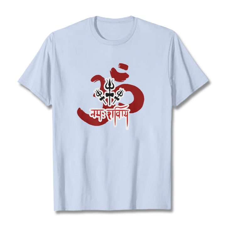 Buddha Stones OM NAMAH SHIVAYA Three Small Tridents Cotton Tee T-shirt - LightCyan - 2XL - image 11