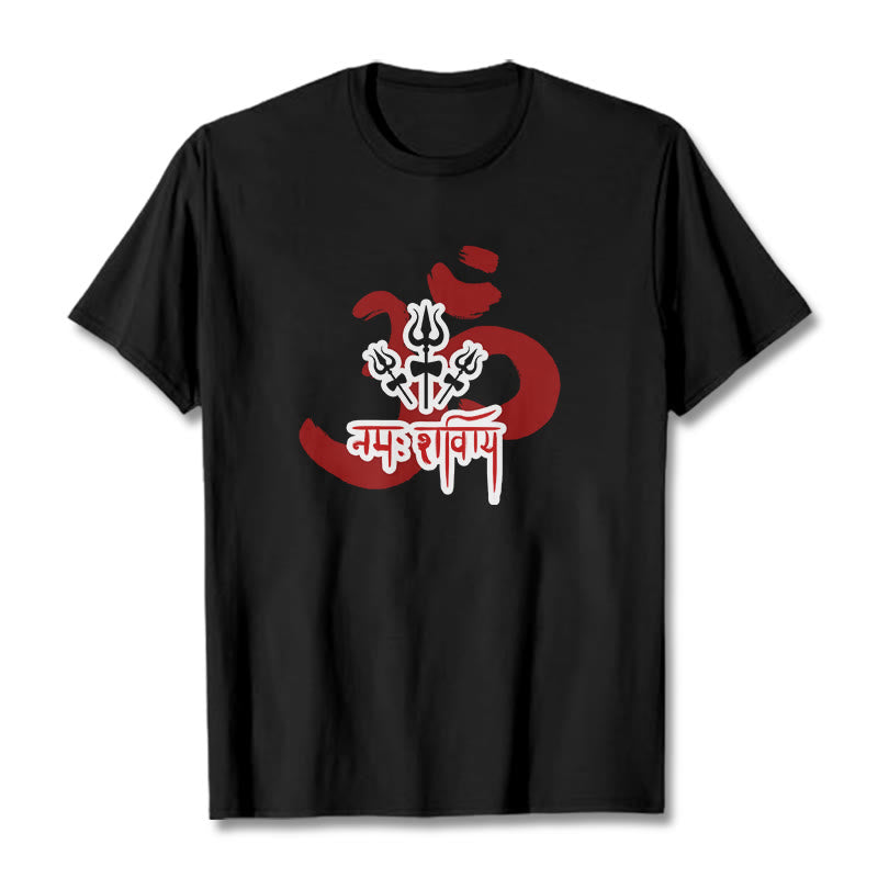 Buddha Stones OM NAMAH SHIVAYA Three Small Tridents Cotton Tee T-shirt - Black - 2XL - image 12