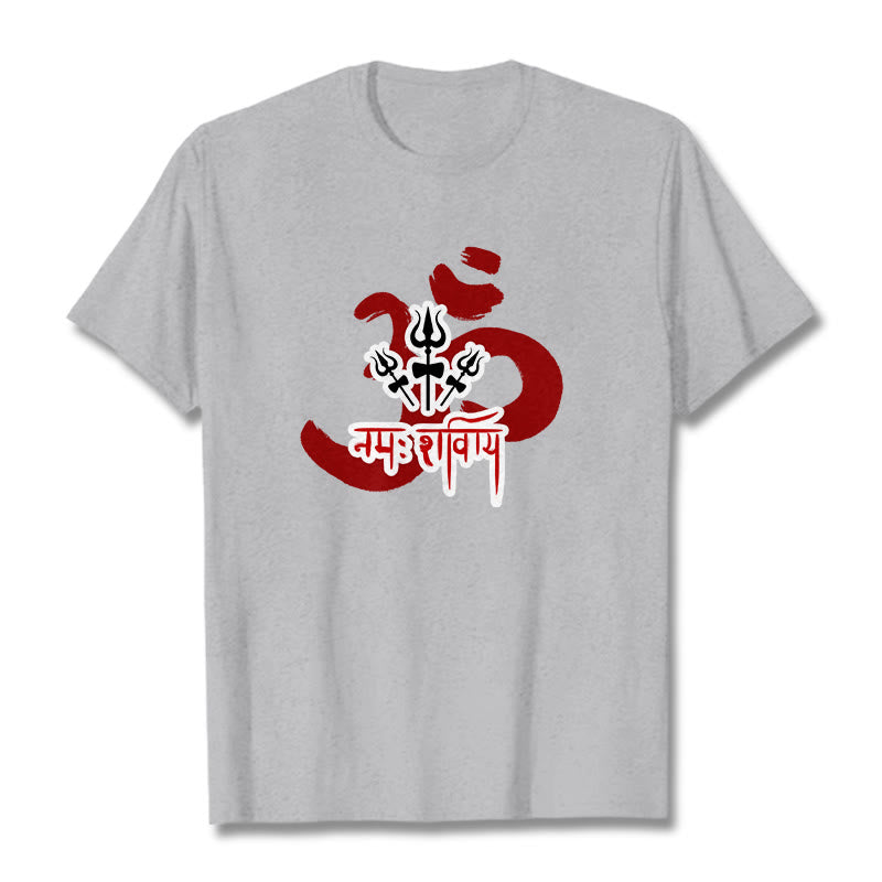 Buddha Stones OM NAMAH SHIVAYA Three Small Tridents Cotton Tee T-shirt - LightGrey - 2XL - image 19