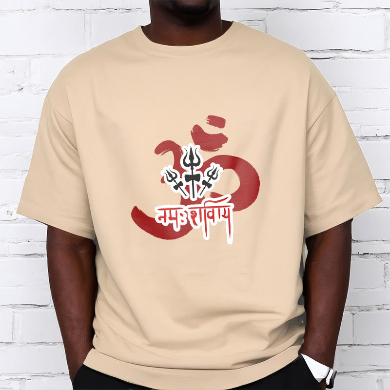 Buddha Stones OM NAMAH SHIVAYA Three Small Tridents Cotton Tee T-shirt - image 1