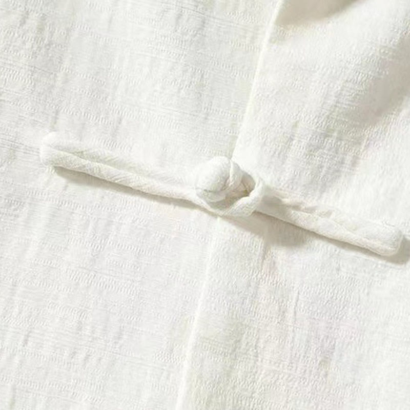 Buddha Stones Men's Tang Long Sleeve Shirt Frog Button With Pocket Stand Collar Comfort Linen Shirt - image 3