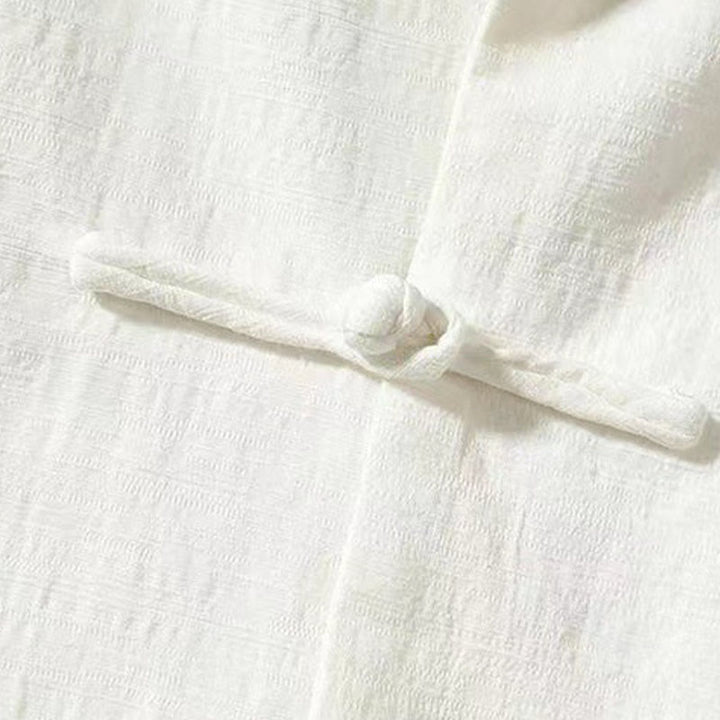 Buddha Stones Men's Tang Long Sleeve Shirt Frog Button With Pocket Stand Collar Comfort Linen Shirt - image 3