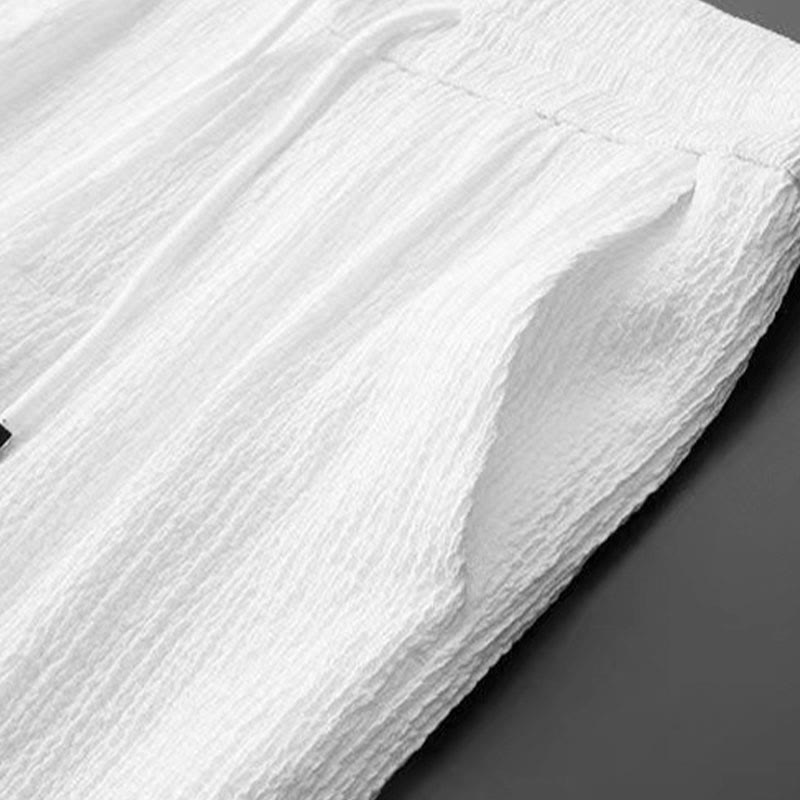 Buddha Stones Pure Color Long Sleeve Top Pants Clothing Men's Set - image 8