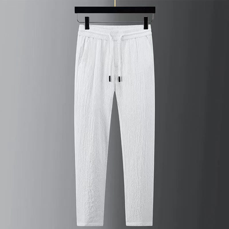 Buddha Stones Pure Color Long Sleeve Top Pants Clothing Men's Set - image 7