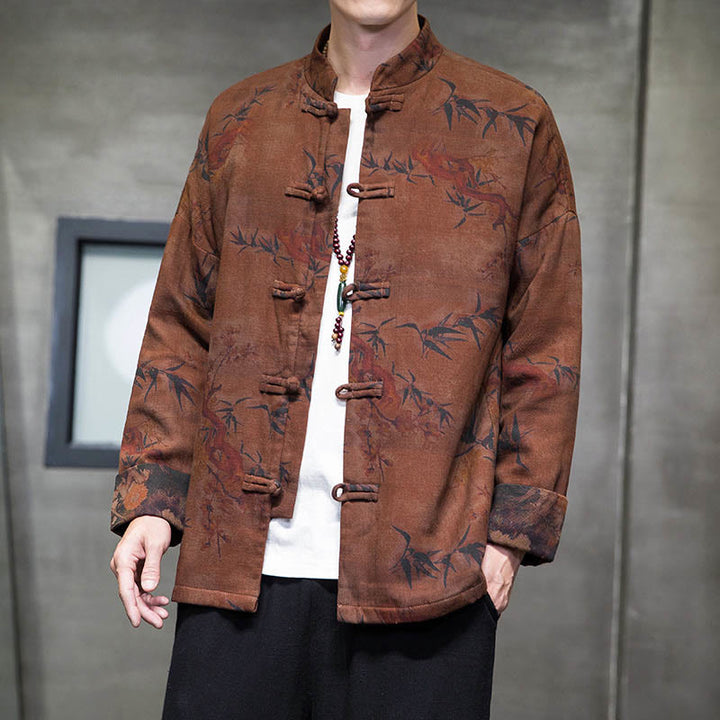 Buddha Stones Frog-Button Chinese Tang Suit Long Shirt Cotton Men Jacket Clothing - image 13