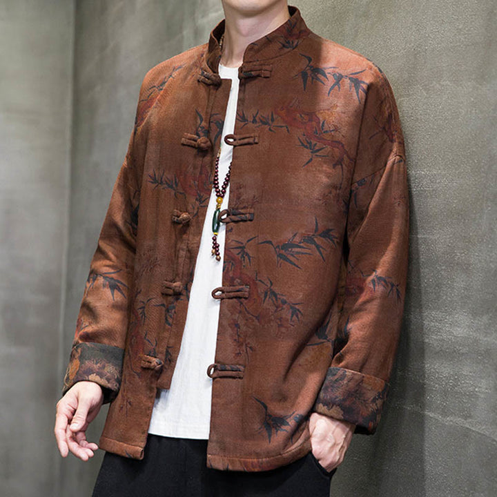 Buddha Stones Frog-Button Chinese Tang Suit Long Shirt Cotton Men Jacket Clothing - image 15