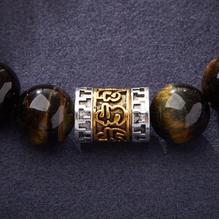 Buddha Stones Tiger Eye Six True Words Courage Bracelet - image 3