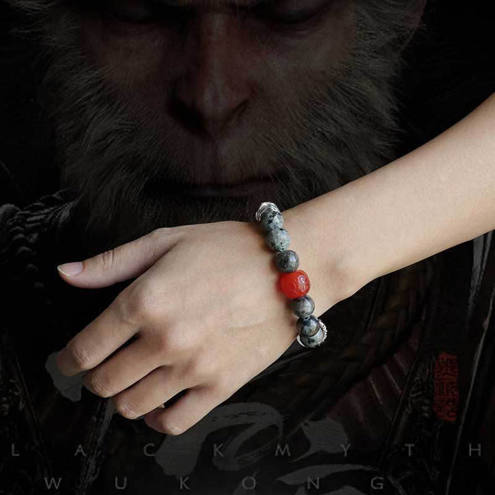 Buddha Stones Gold Sheen Obsidian Lava Rock Red Agate Protection Bracelet - image 4