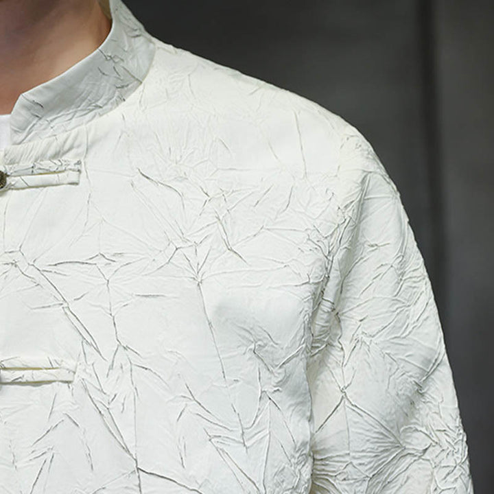 Buddha Stones Tang Suit Casual Frog-button Long Sleeve Nylon Men's Jacket Shirt Clothing - image 11