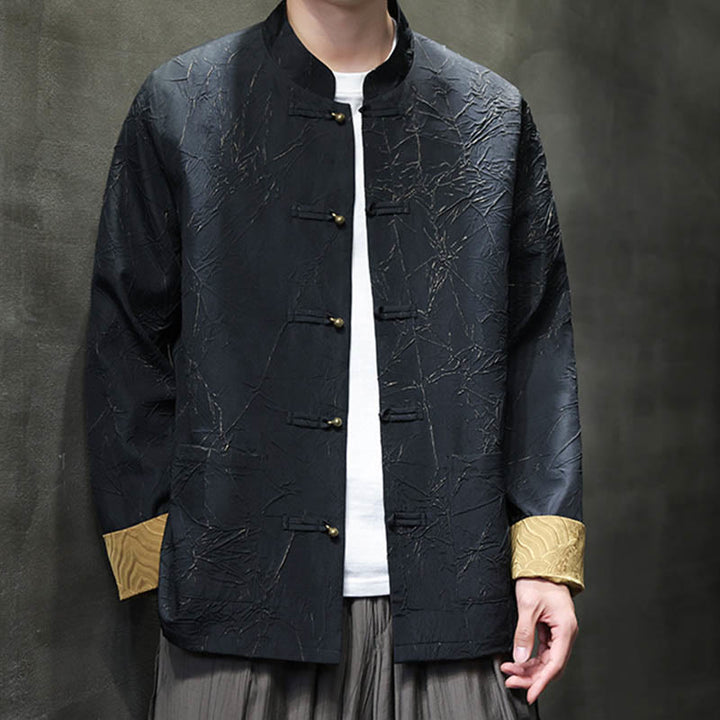 Buddha Stones Tang Suit Casual Frog-button Long Sleeve Nylon Men's Jacket Shirt Clothing - image 6