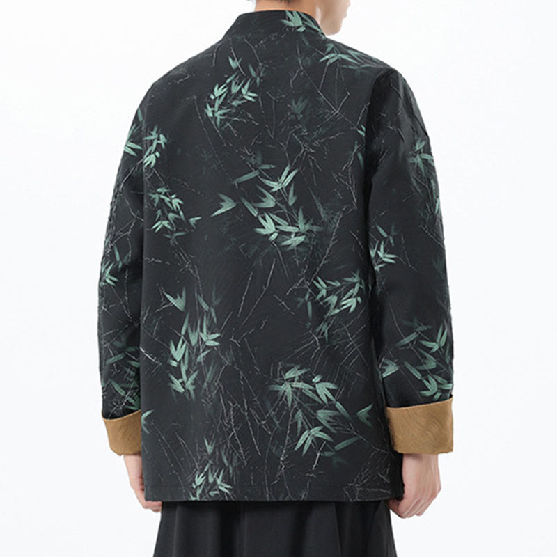 Buddha Stones Printing Bamboo Casual Frog-button Spandex Men's Jacket Shirt Clothing - image 8