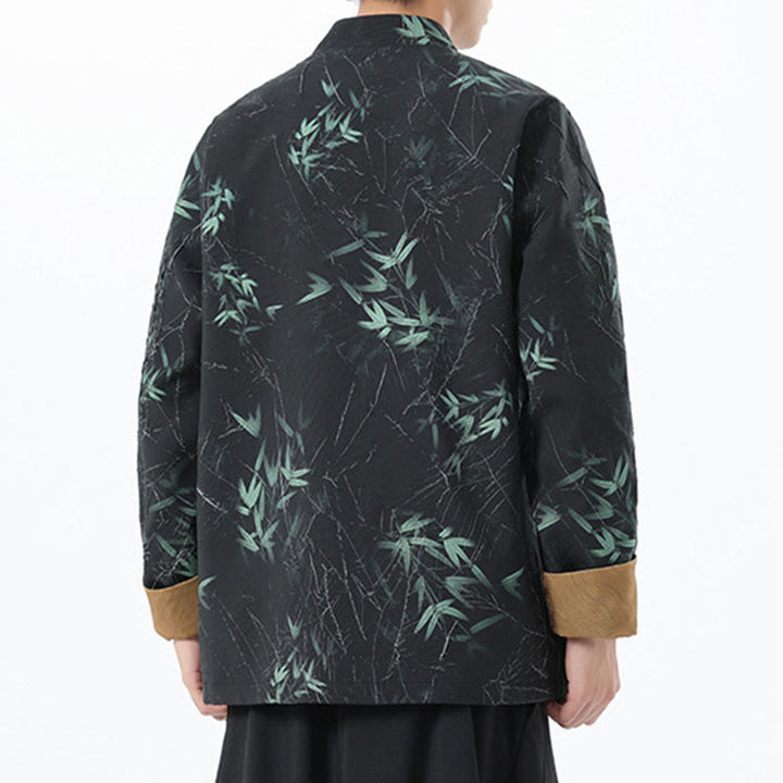Buddha Stones Printing Bamboo Casual Frog-button Spandex Men's Jacket Shirt Clothing - image 8